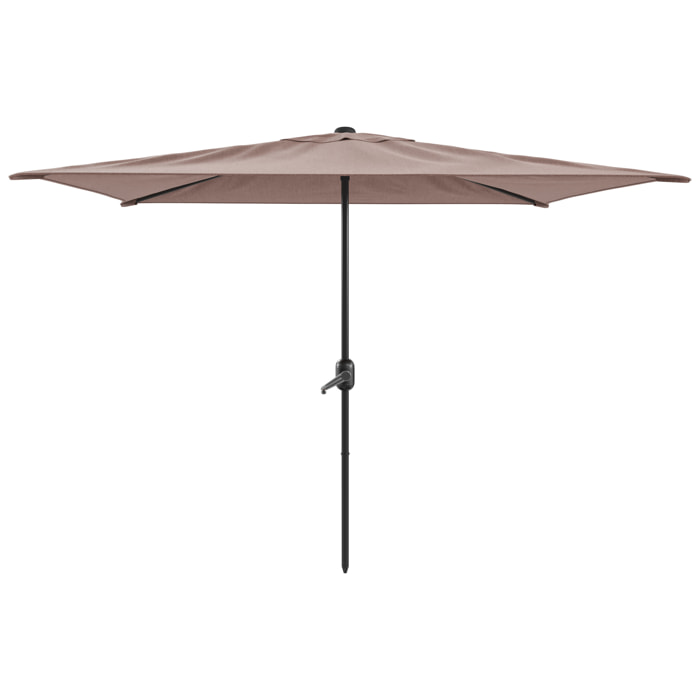 Ombrellone Rettangolare 3x2 M Da Giardino Parasole Per Balcone Con Air Vent Apertura A Manovella Anti UV Idrorepellente Mare Spiaggia Piscina Tortora