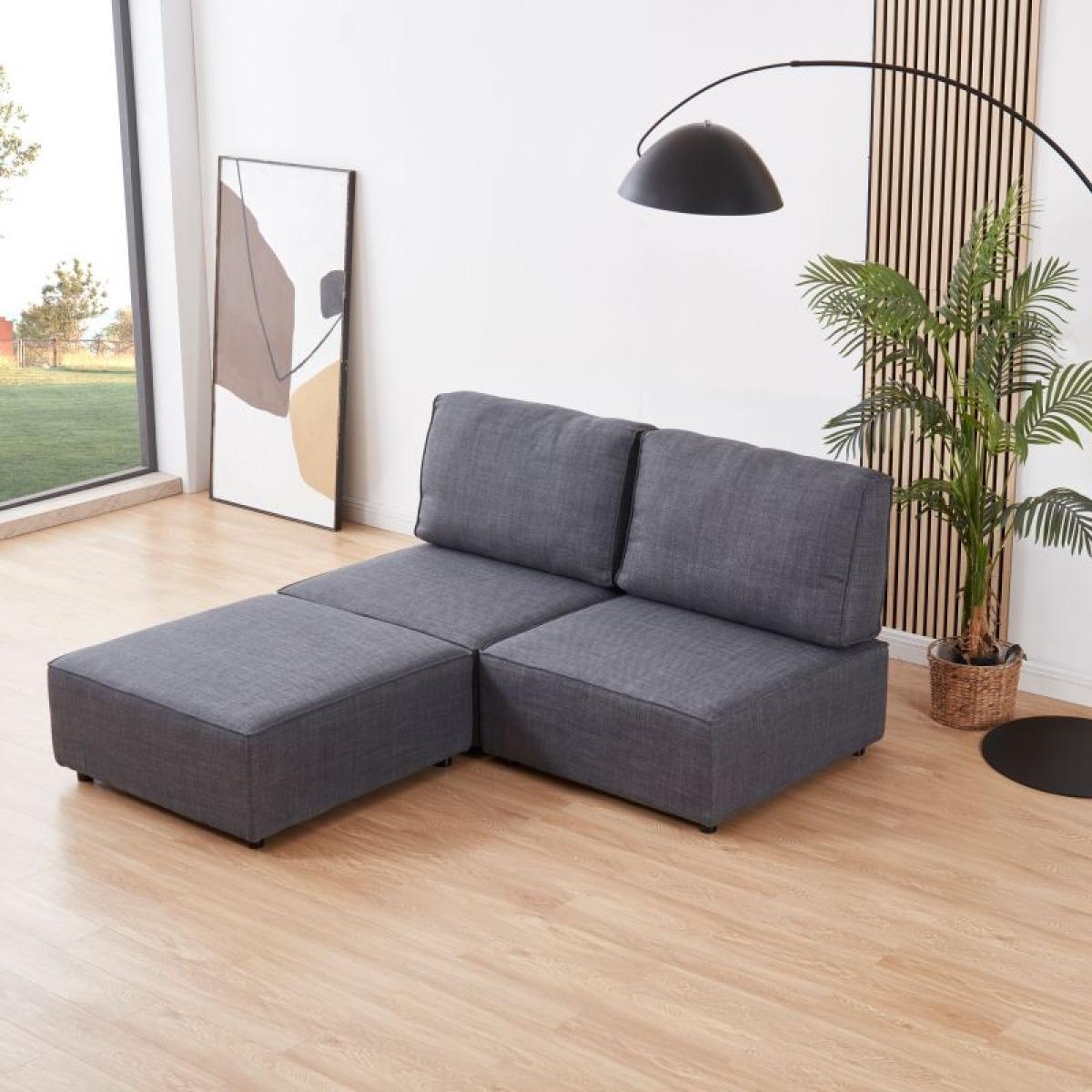 Sofá modular con chaiselongue 2 plazas Cubiq Gris