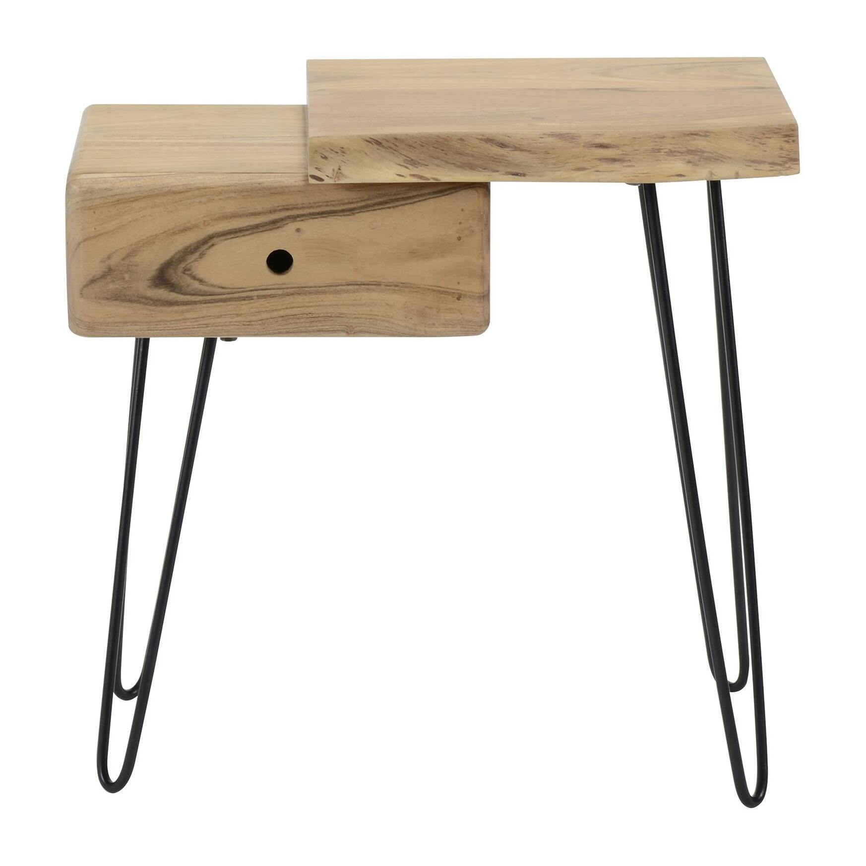 Table de chevet bois métal (côté droit) MELBOURNE