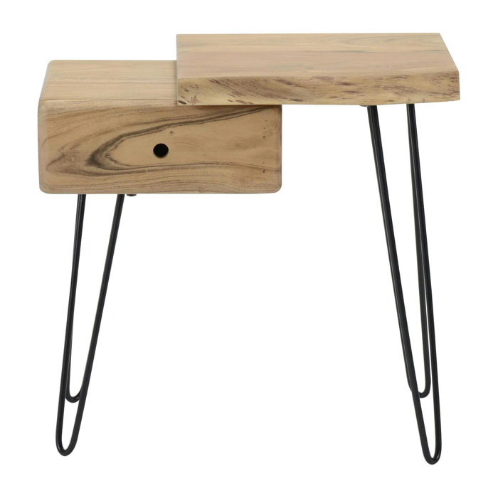Table de chevet bois métal (côté droit) MELBOURNE