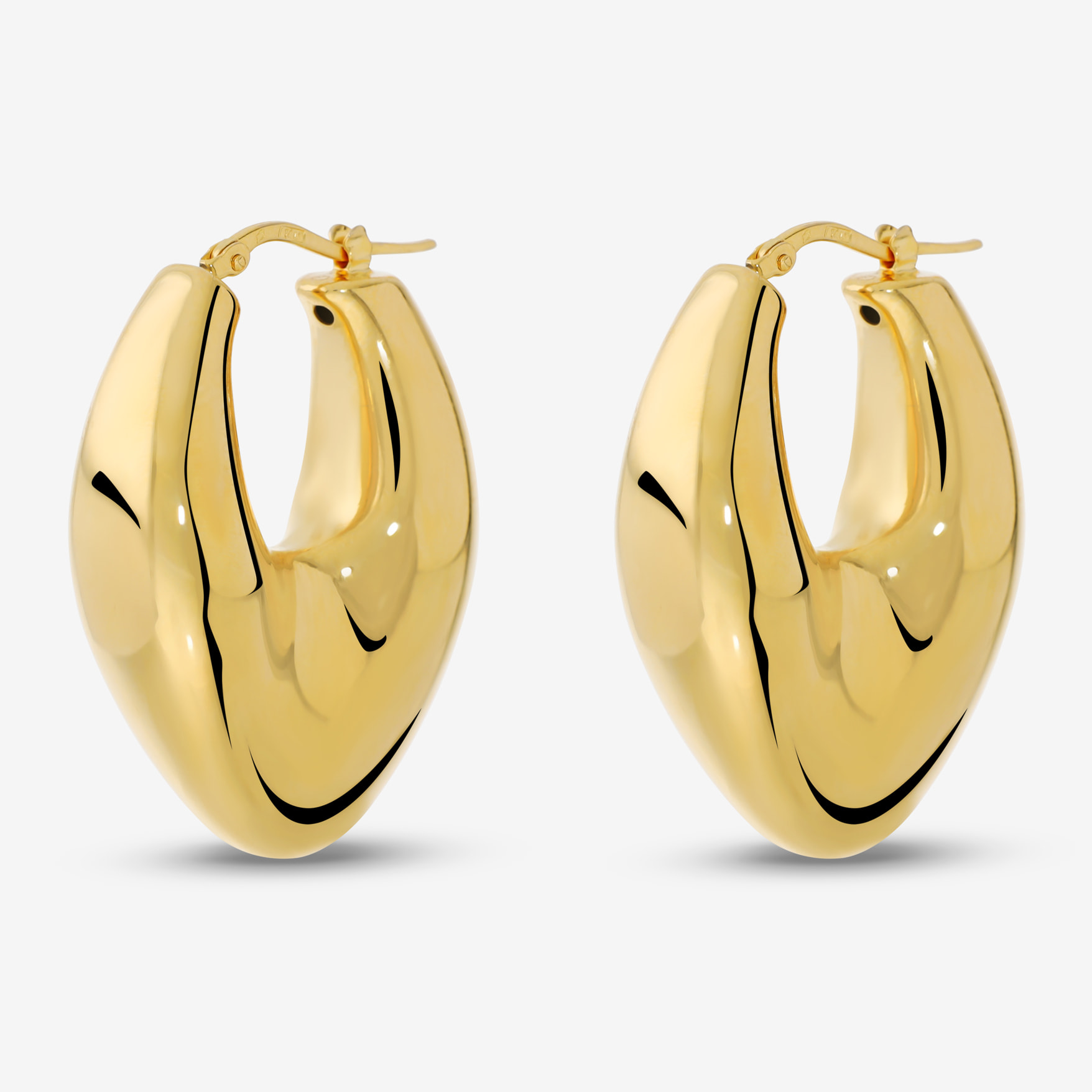 Orecchini a Cerchio Lucidi Design a Marquise placcati Oro Giallo 18Kt