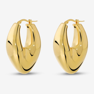 Orecchini a Cerchio Lucidi Design a Marquise placcati Oro Giallo 18Kt