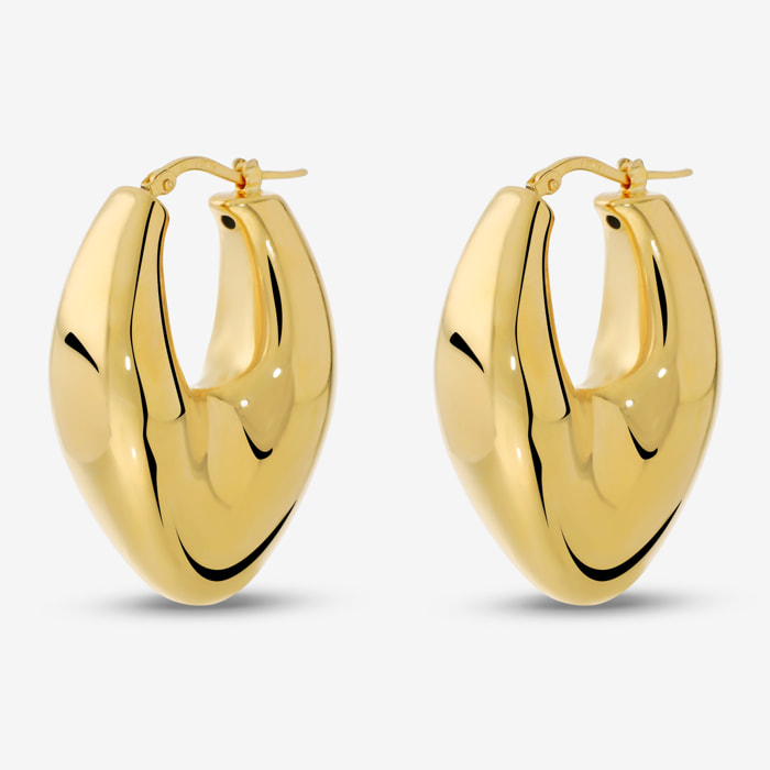 Orecchini a Cerchio Lucidi Design a Marquise placcati Oro Giallo 18Kt
