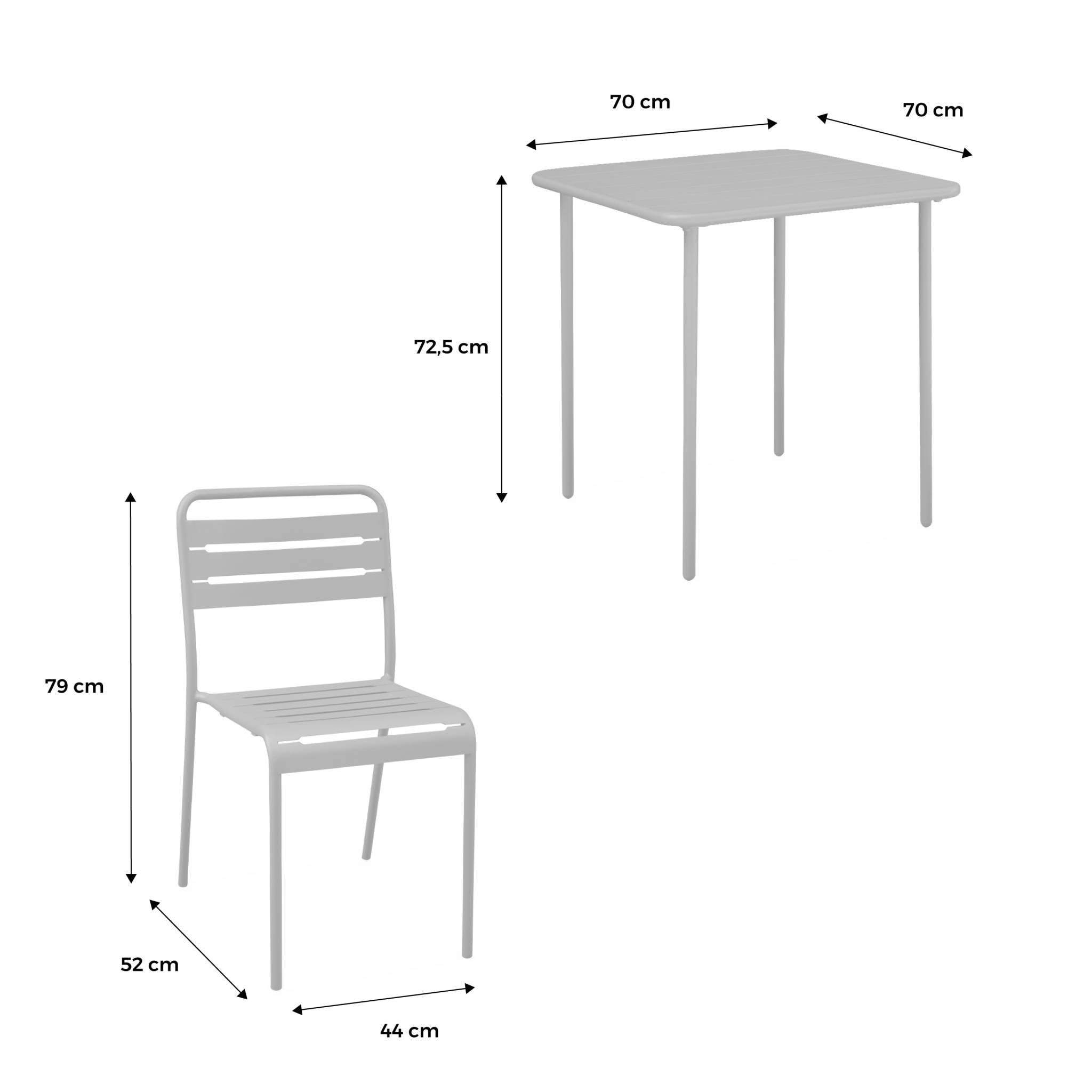 Table de jardin métal + 2 assises AMÉLIA