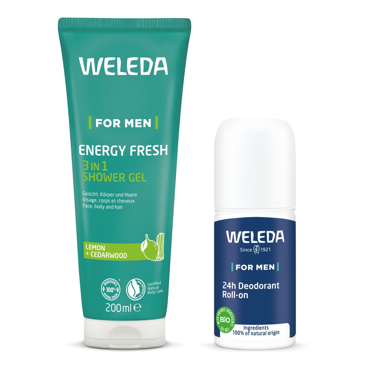 WELEDA - Gel Douche 3in1 Energy Fresh 200ml + Déodorant Roll on Homme