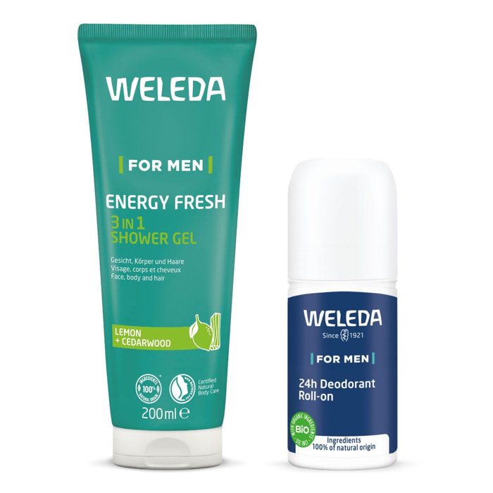 WELEDA - Gel Douche 3in1 Energy Fresh 200ml + Déodorant Roll on Homme