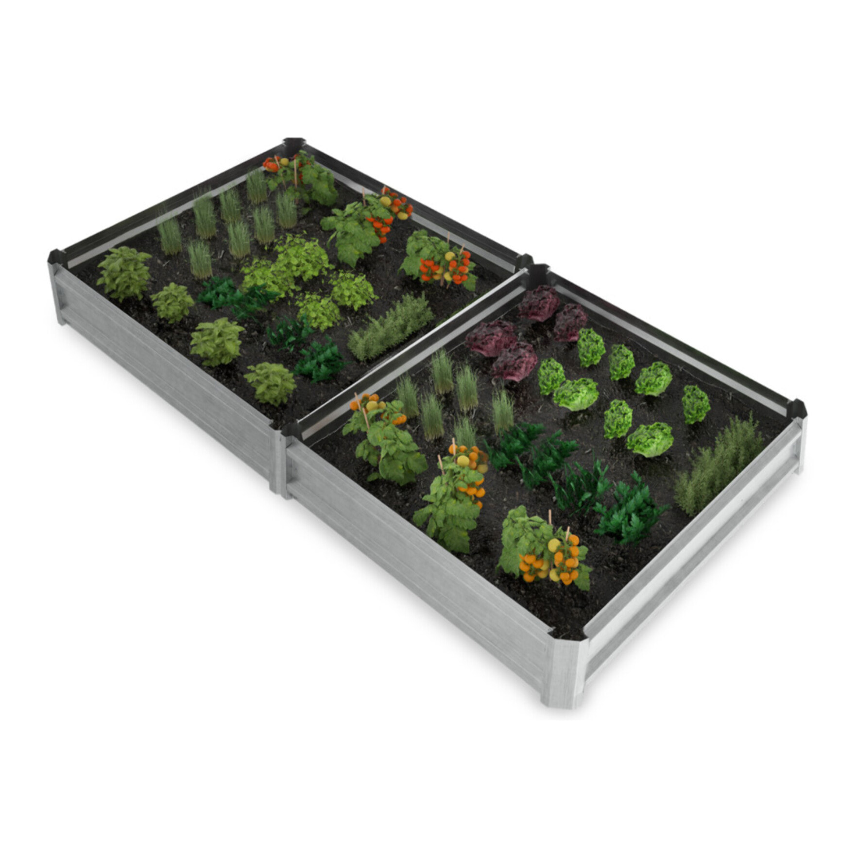 Carrés de potager en métal galvanisé 90x90x20cm - lot de 2