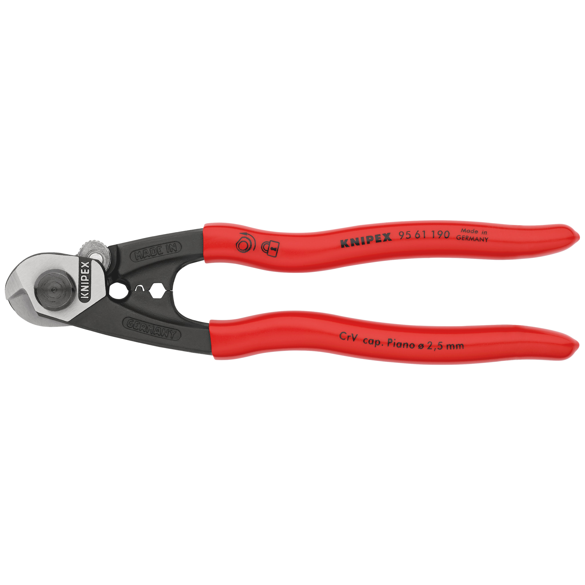 Pince coupe-câble KNIPEX avec 2 profils de sertissage - 190mm de longueur - 5mm de coupe - 95 61 190