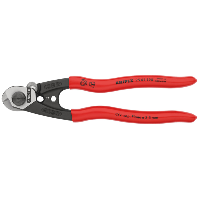Pince coupe-câble KNIPEX avec 2 profils de sertissage - 190mm de longueur - 5mm de coupe - 95 61 190