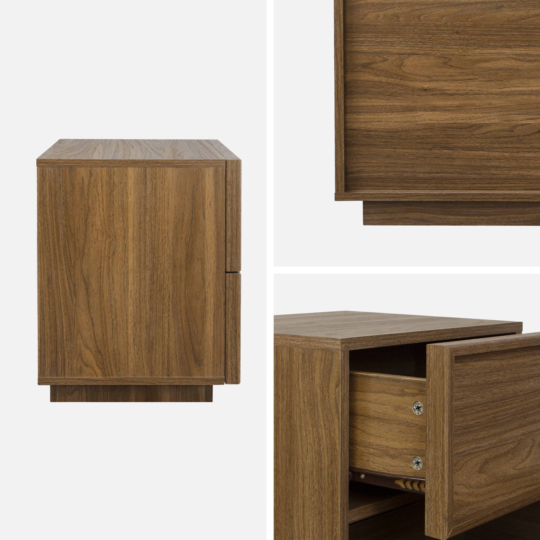 Table de chevet effet bois 2 tiroirs noyer L 42 x P 38 x H 48cm - Kuba