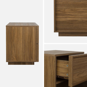 Table de chevet effet bois 2 tiroirs noyer L 42 x P 38 x H 48cm - Kuba