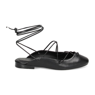 Ballerine slingback nere, lace-up
