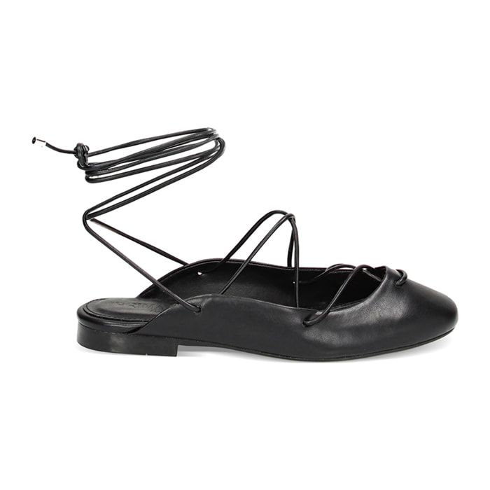 Ballerine slingback nere, lace-up