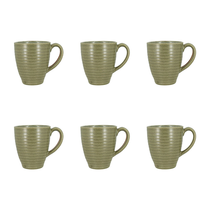 Lot de 6 mugs 40cl en grès vert TURBOLINO