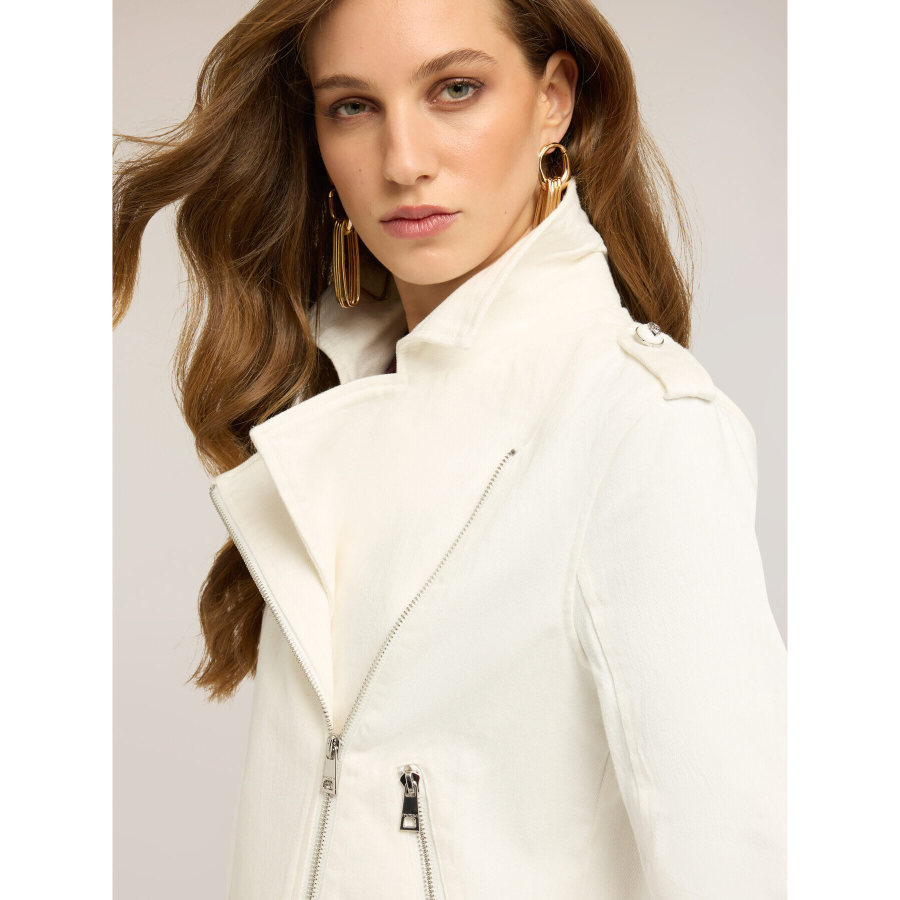 Motivi - Chaqueta de cuero en drill mezcla de algodón - Blanco