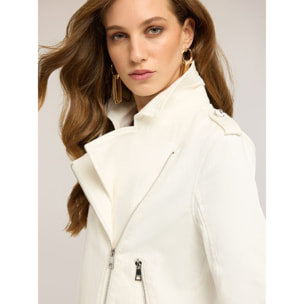 Motivi - Chaqueta de cuero en drill mezcla de algodón - Blanco