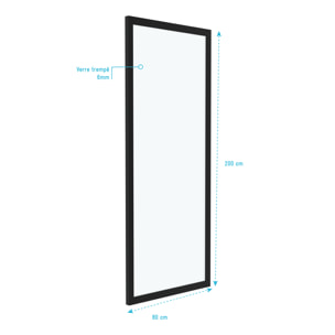 Retour pour Paroi pour douche - 80x200 cm - PROFILE NOIR MAT - verre transparent 6mm