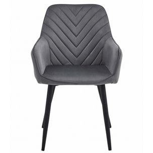 Sedia Nana in Velluto Grigio Scuro con Gambe Nere