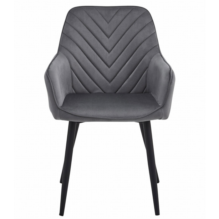 Sedia Nana in Velluto Grigio Scuro con Gambe Nere