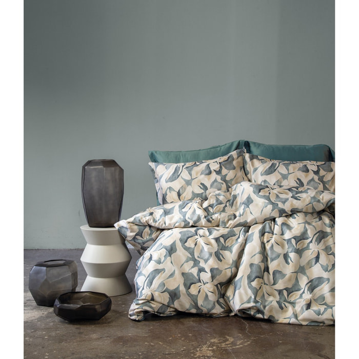 Parure housse de couette 240x220 cm et 2 taies d'oreiller 63x63cm satin de coton imprimé