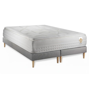 Ensemble Matelas Vingt-Huit PLUS - 28cm - Ressorts ensachés et mémoire de forme - Technologie hôtelière - Sommier Tapissier Gris