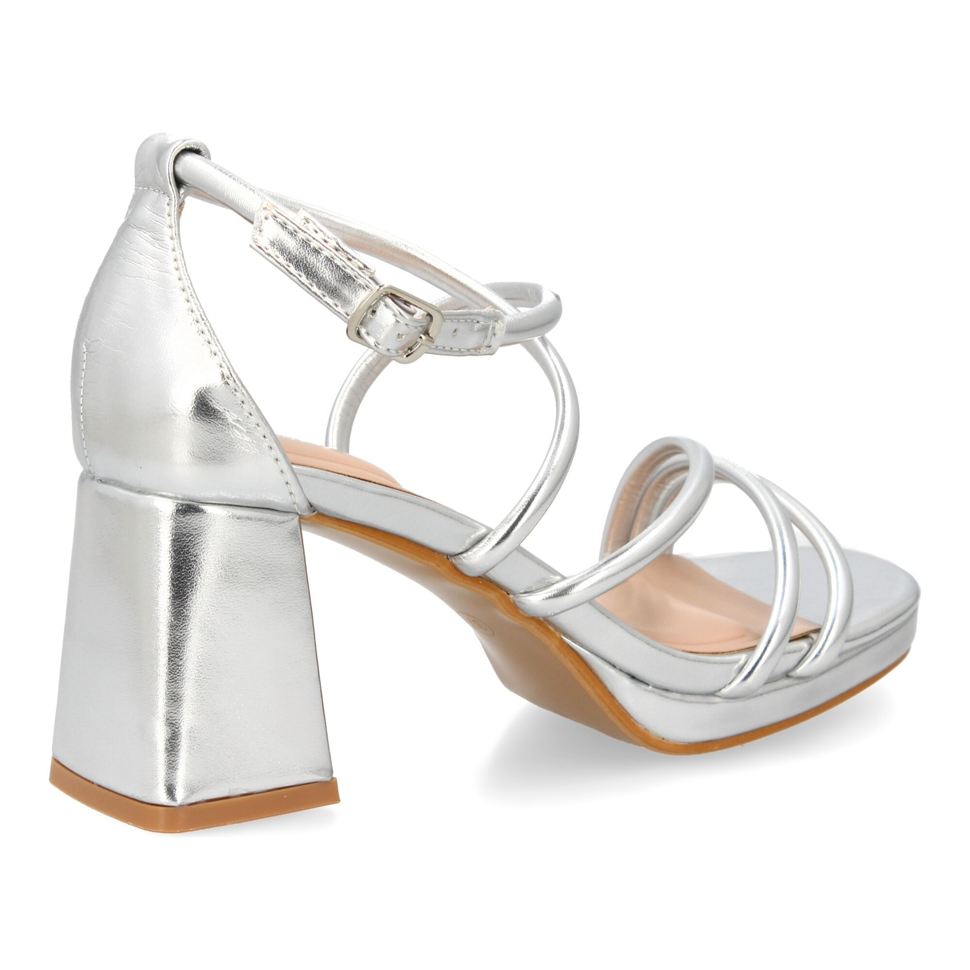 Sandalia de tacón con tiras finas para mujer