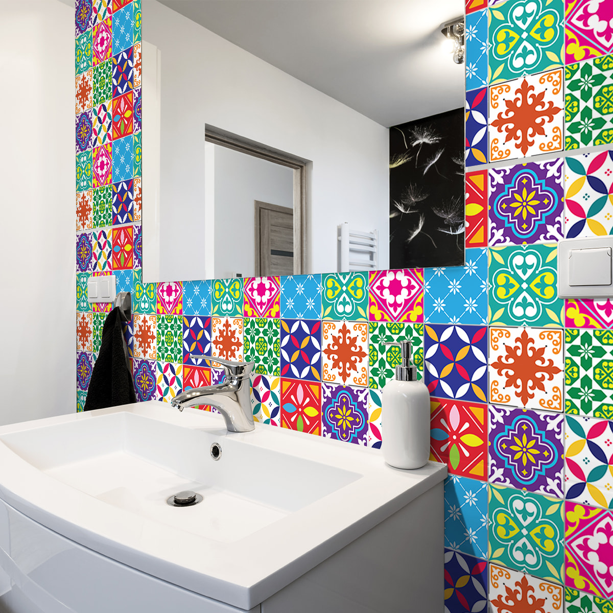 Stickers muraux - Sticker Mural Carrelage adhésif Cuisine Salle de Bain - 24 STICKERS CARRELAGES AZULEJOS BERNADETINA