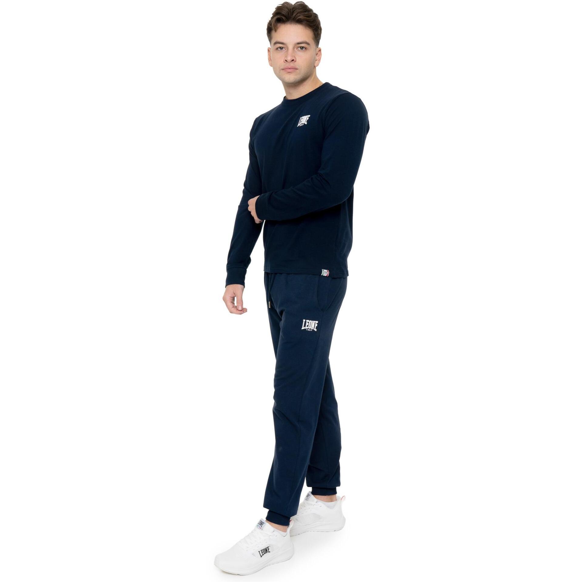 Camiseta de algodón elástico de manga larga con logo grande "Basic" para hombre
