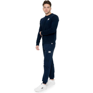 Camiseta de algodón elástico de manga larga con logo grande "Basic" para hombre