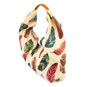 Banzi bolso Shopper de algodón, con asa en cuero. Diseño exclusivo.