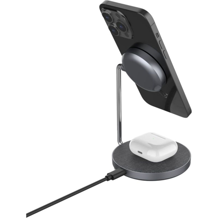 Chargeur ADEQWAT stand compatible Qi2/MagSafe 2 en 1 15W