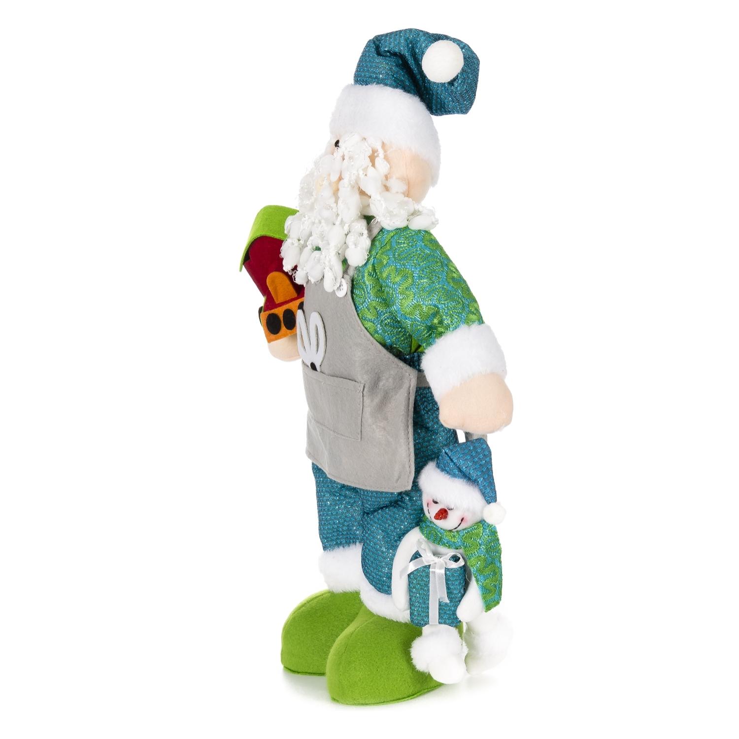 DAM Figura Babbo Natale con trenino e pupazzo di neve, 50 cm. 26x11x50cm. Colore blu