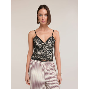 Motivi - Top in pizzo con spalline sottili - Nero