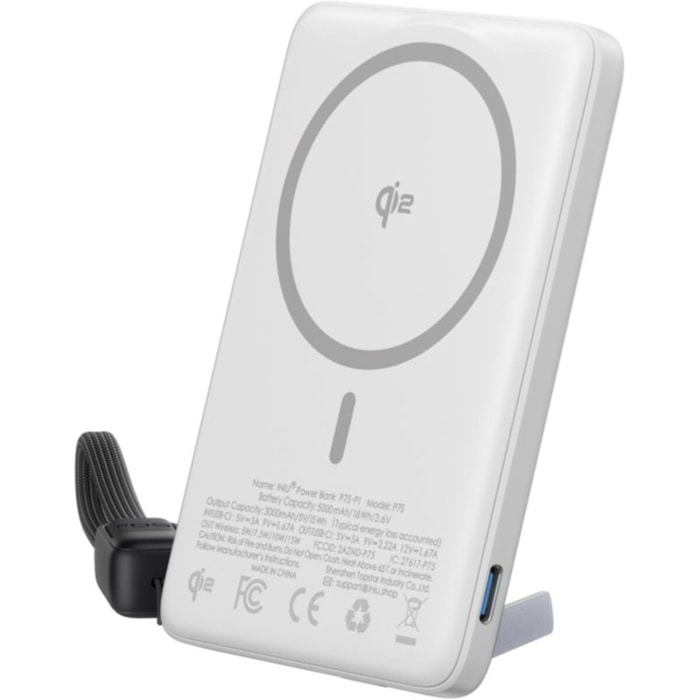 Batterie externe INIU 5000 mAh MagPro slim blanc