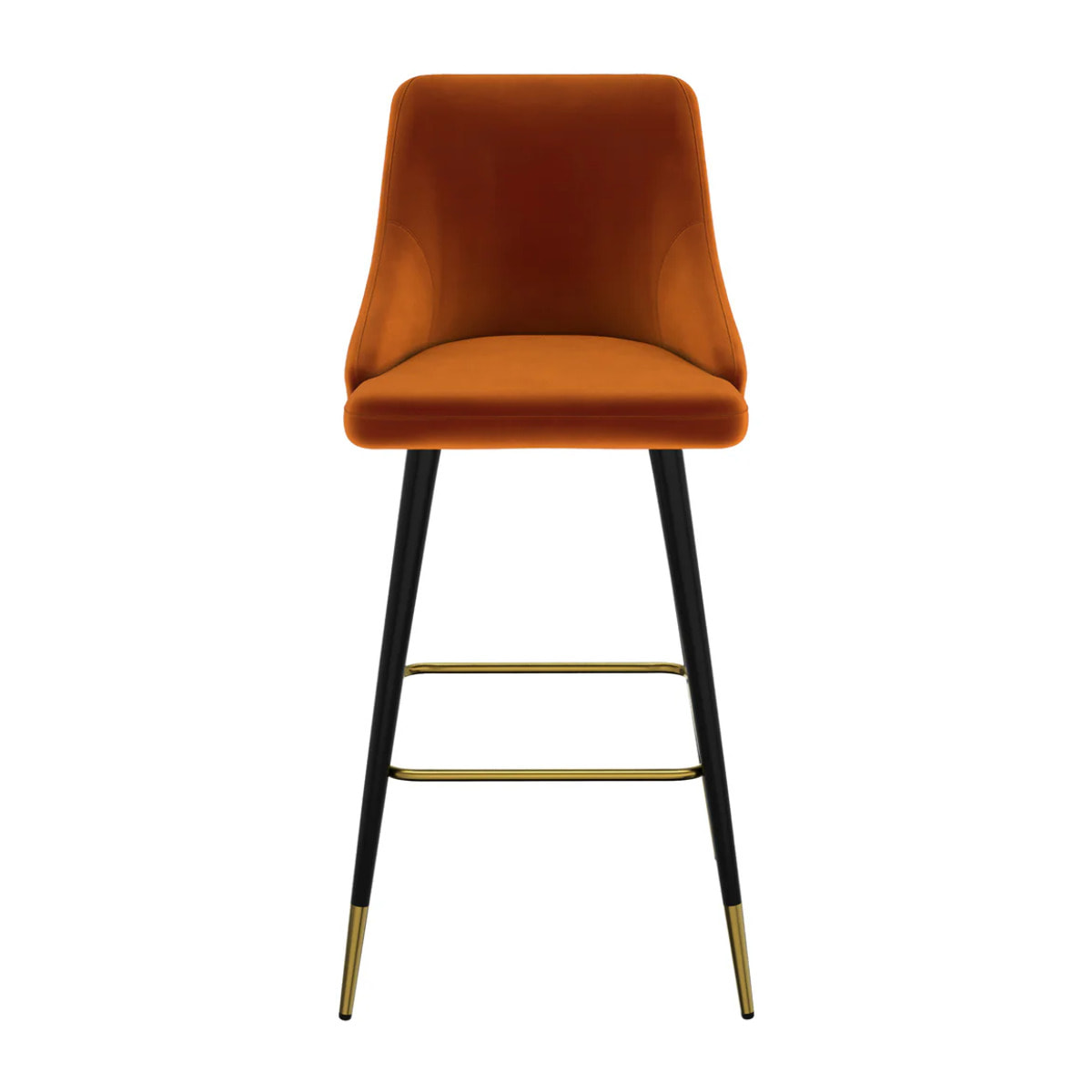 Lot de 2 chaises de bar en velours orange 77.5 cm - Aristote