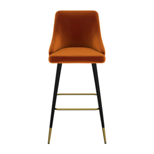 Lot de 2 chaises de bar en velours orange 77.5 cm - Aristote