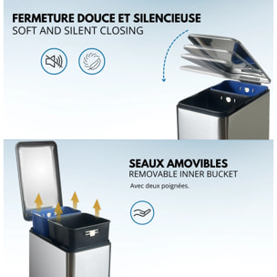 Poubelle pédale tri sélectif EDGE 50L