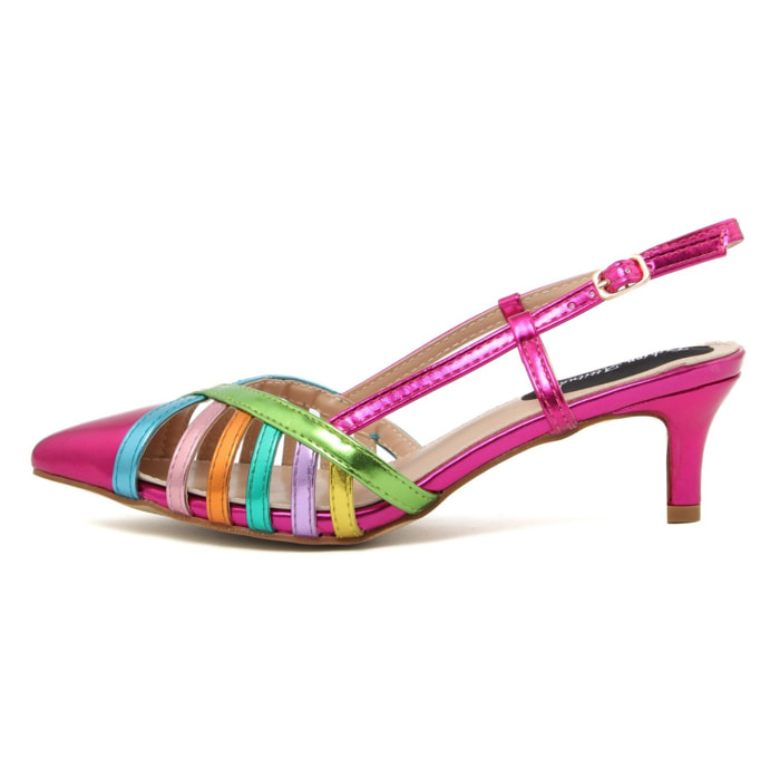 Slingback Donna colore Fuxia-Altezza tacco:6cm