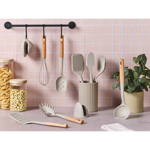 Set d'ustensiles de cuisine en bois et silicone GUNNAR - 11 pièces
