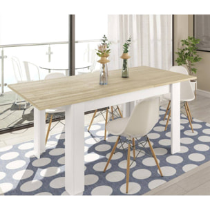 Tavolo allungabile Midland, Tavolo per sala da pranzo allungabile, Tavolo da pranzo estensibile con allunga, cm 140/190x90h78, Rovere e Bianco