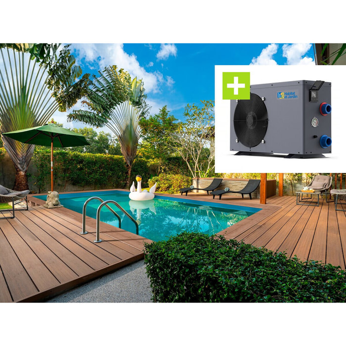 Piscine bois rectangle " Panama 130 "- 6.20 x 4.10 x 1.31 m + Pompe à chaleur - Puissance 6.1 kW