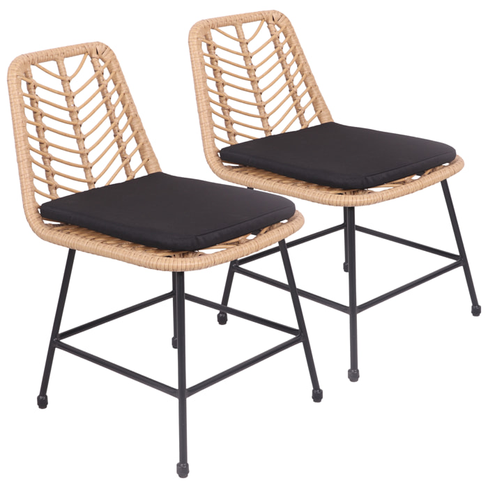 Lot de 2 chaises en rotin synthétique avec coussins OKA