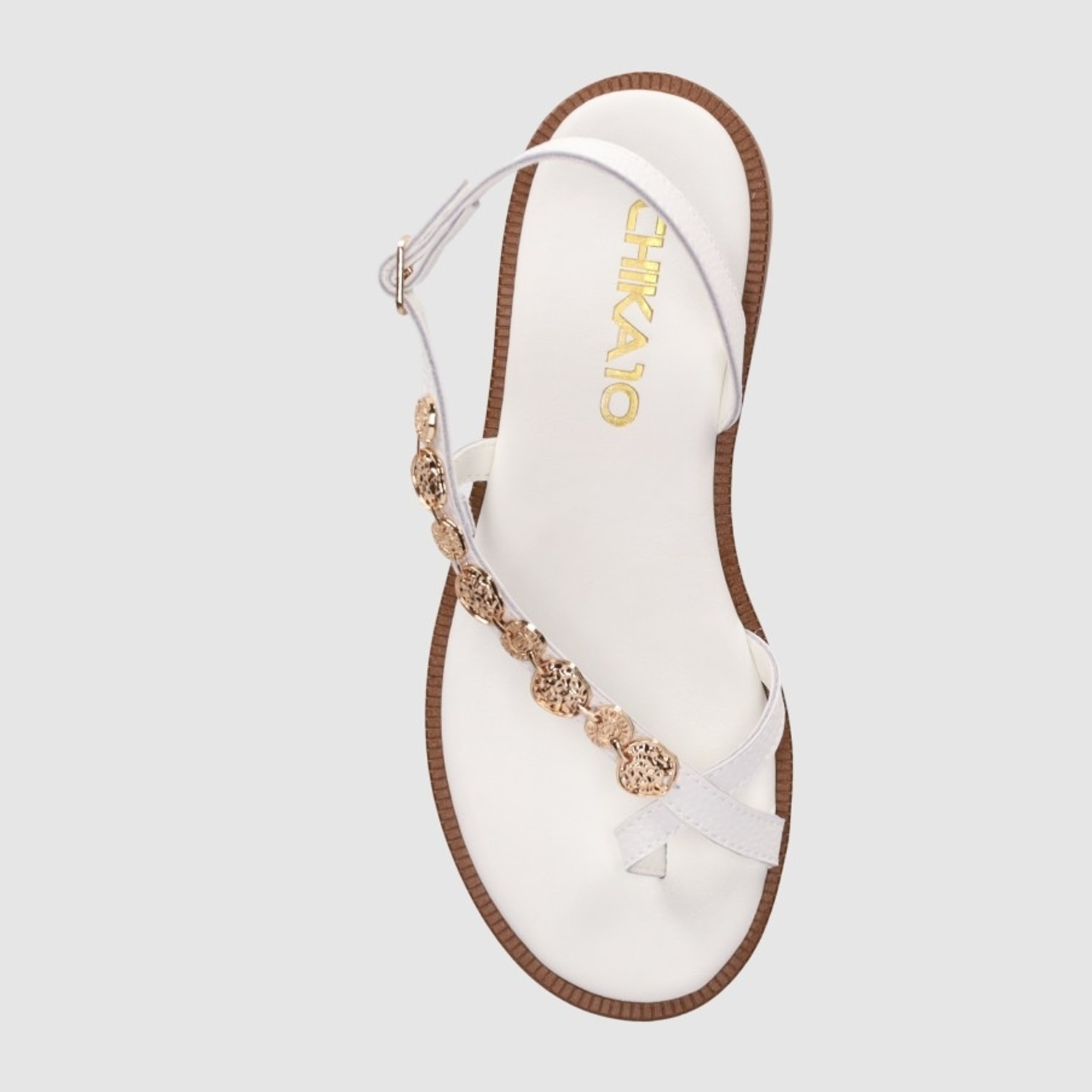 Sandalias de Piel - Blanco - Tacón: 1 cm