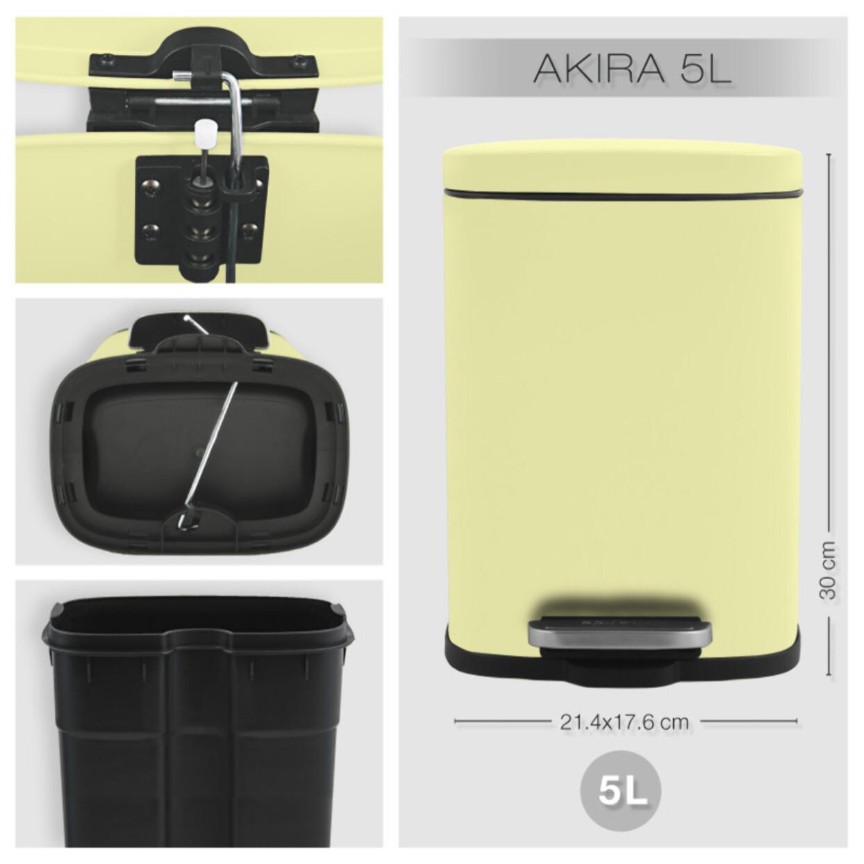 Set Poubelle à pédale 5L & Brosse Wc AKIRA Jaune mat Spirella