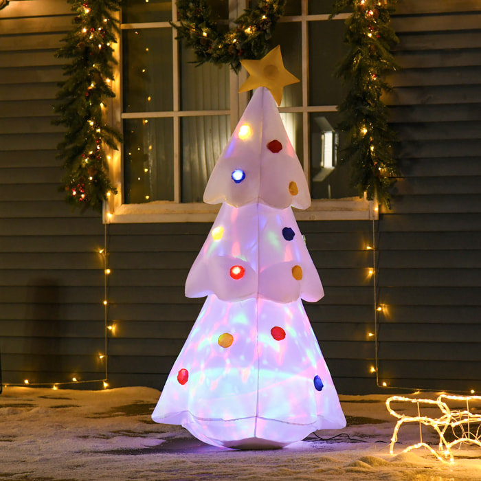 HOMCOM Árbol de Navidad Inflable 158 cm de Altura con Luces LED e Inflador Decoración Navideña para Interiores Exteriores 67x61x158 cm Blanco