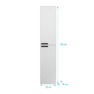 Colonne Blanche 30x30x150 cm - Bois MDF Blanc Brillant - BOX-IN