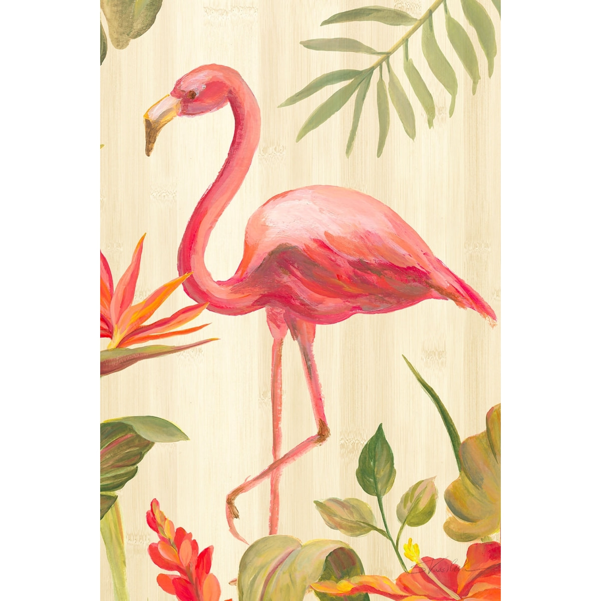 Tableau flamant rose tropical Toile imprimée