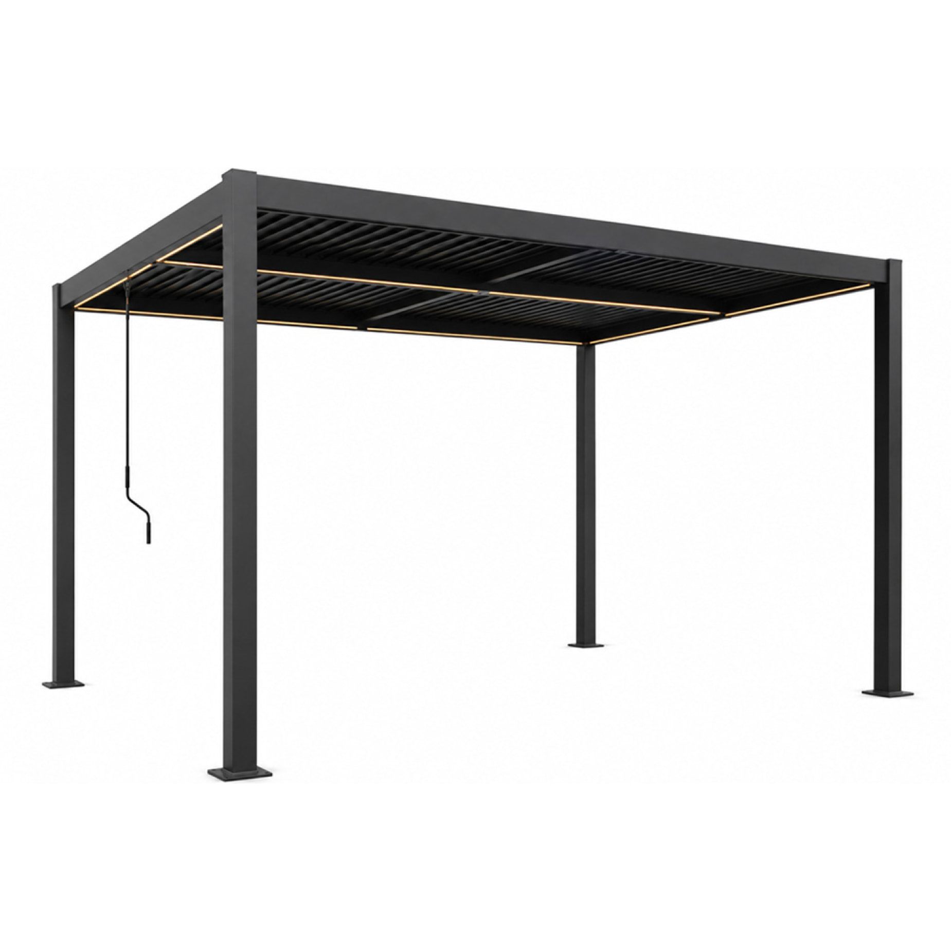 Pergola bioclimatique à LED 4x3m structure aluminium lames orientables MILL
