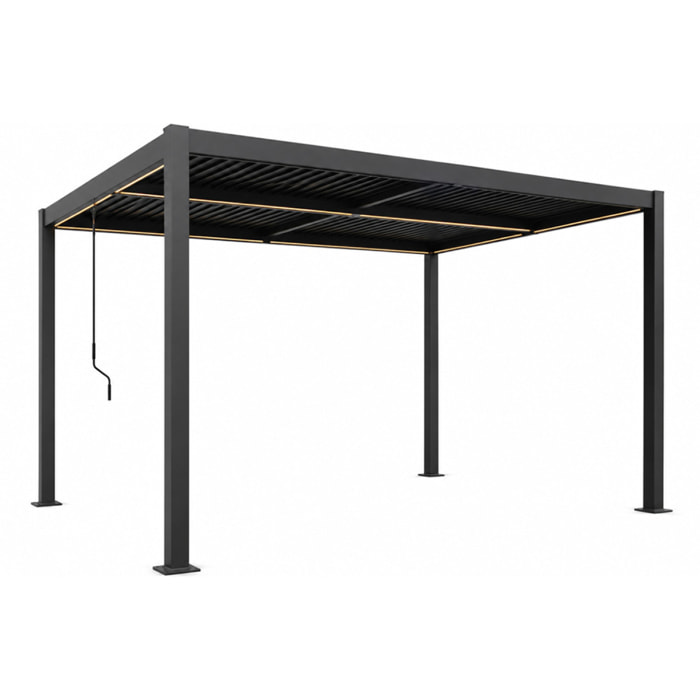 Pergola bioclimatique à LED 4x3m structure aluminium lames orientables MILL