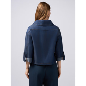 Oltre - Chaqueta desestructurada boxy en tencel - Azul
